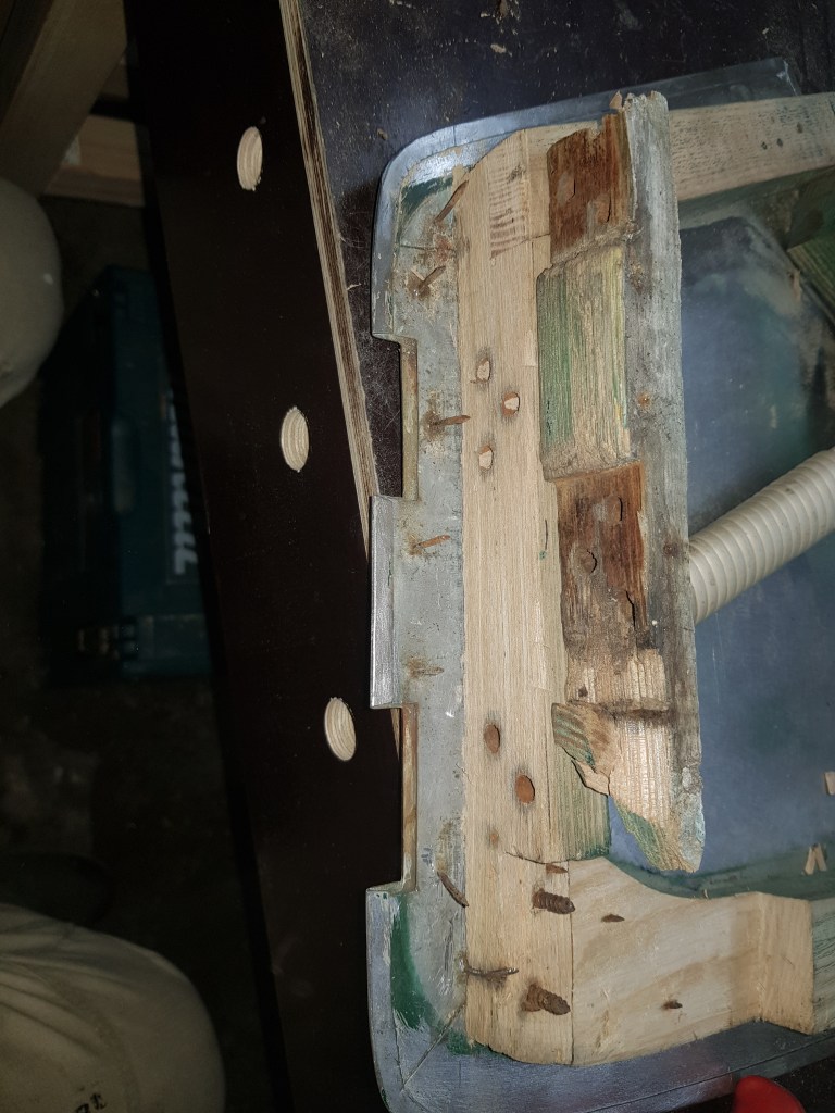 since the back of the hinge post in the door is not completely damaged - I cut in half