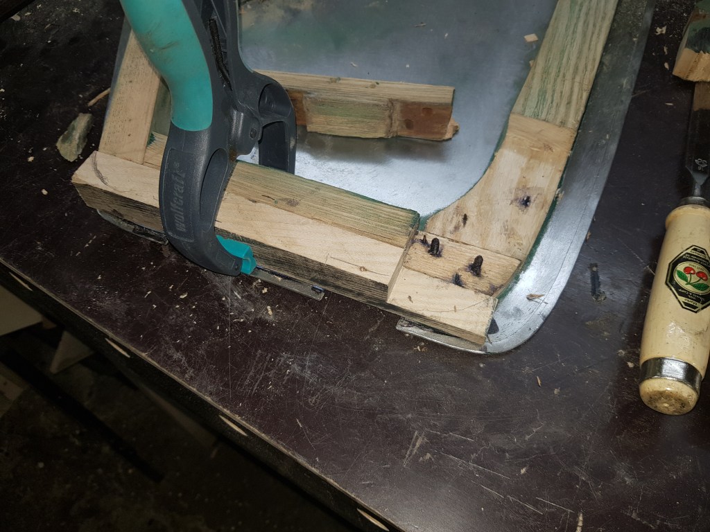 using another piece of ash (from upper part of the old latch post) as replacement